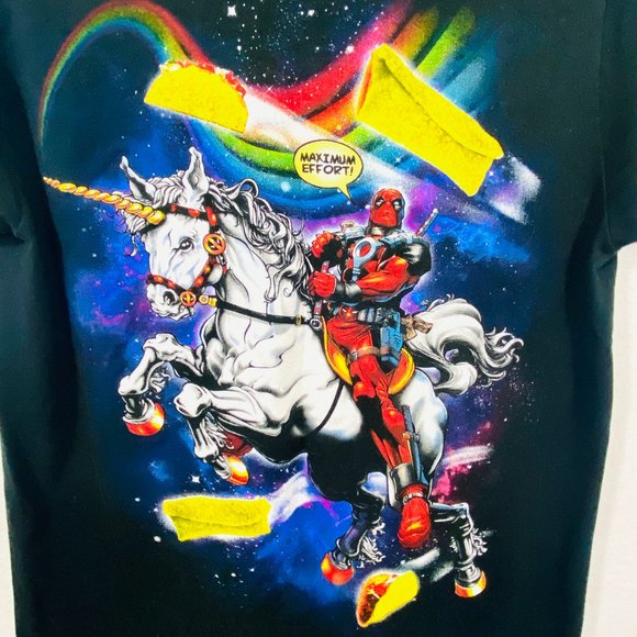 Marvel Deadpool Maximum Effort T-Shirt - Burritos, Tacos, Unicorn - Picture 2 of 5